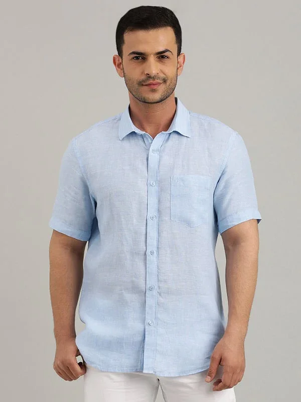 Men's Solid Half Sleeves Linen Shirt - Image 14