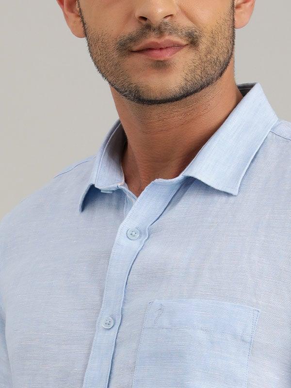 Men's Solid Half Sleeves Linen Shirt - Image 15