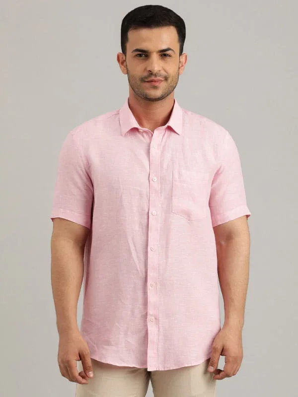 Men's Solid Half Sleeves Linen Shirt - Image 2