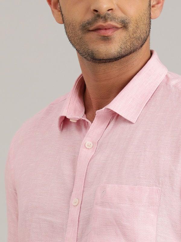 Men's Solid Half Sleeves Linen Shirt - Image 3