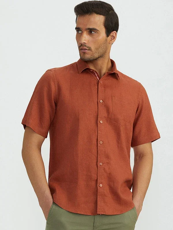 Men's Solid Half Sleeves Linen Shirt - Image 6
