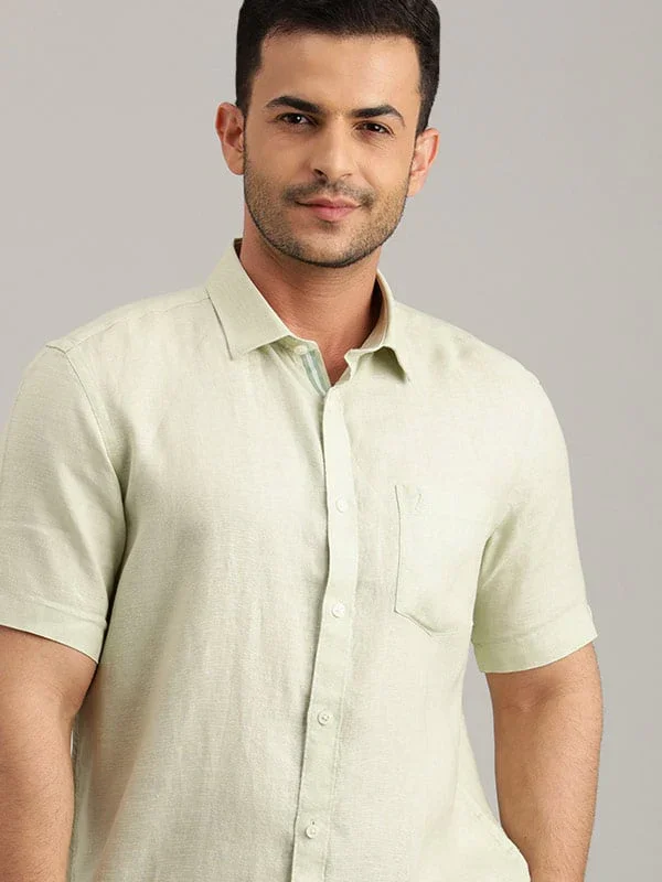 Men's Solid Half Sleeves Linen Shirt - Image 9