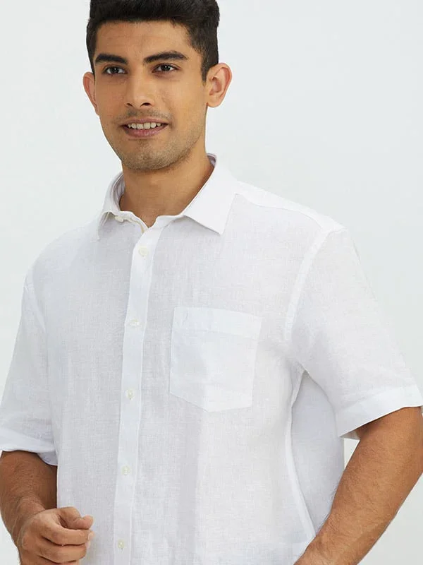 Men's Solid Half Sleeves Linen Shirt