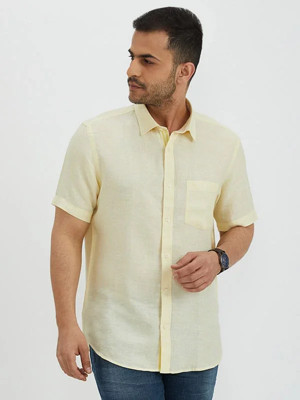 Men's Solid Half Sleeves Linen Shirt - Image 6
