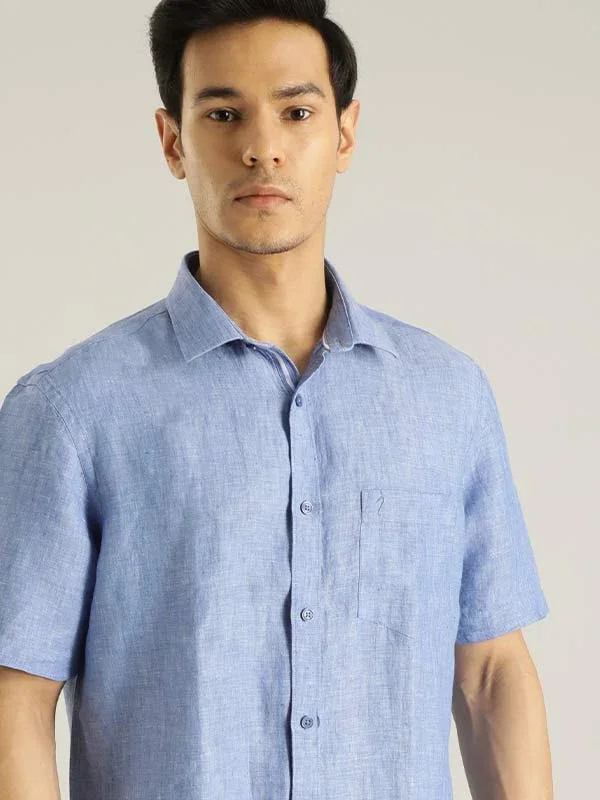 Men's Solid Half Sleeves Linen Shirt - Image 10