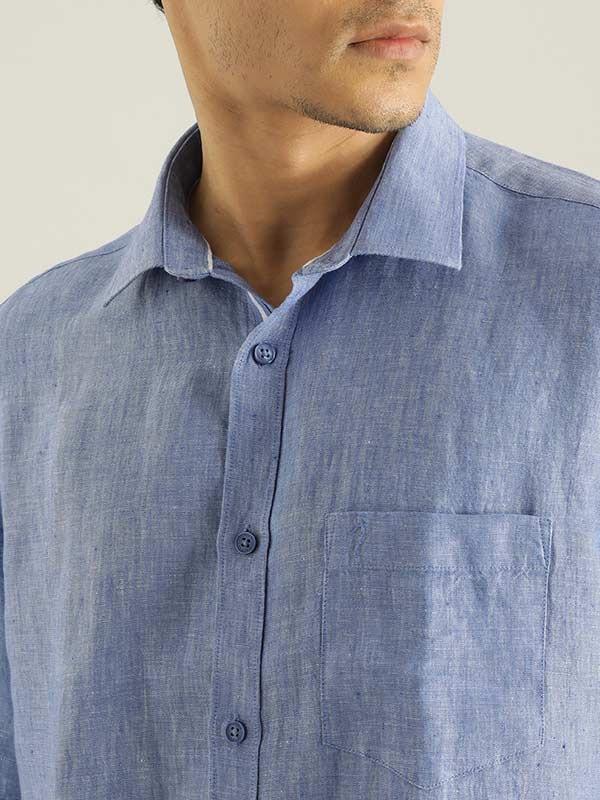 Men's Solid Half Sleeves Linen Shirt - Image 11