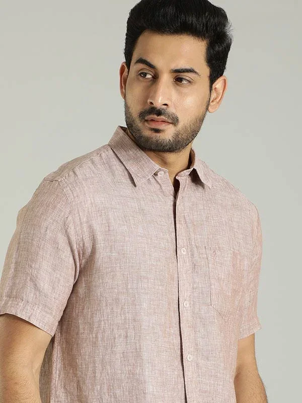 Men's Solid Half Sleeves Linen Shirt - Image 13