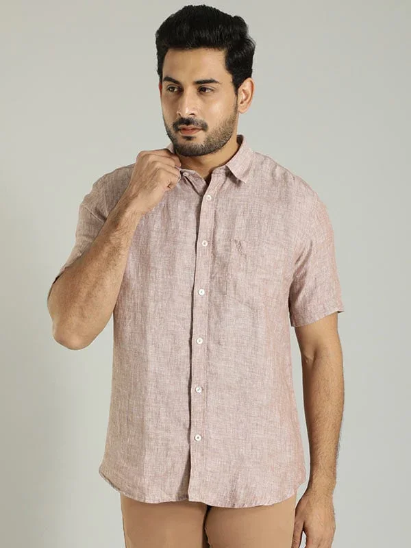 Men's Solid Half Sleeves Linen Shirt - Image 14