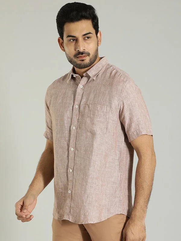 Men's Solid Half Sleeves Linen Shirt - Image 15