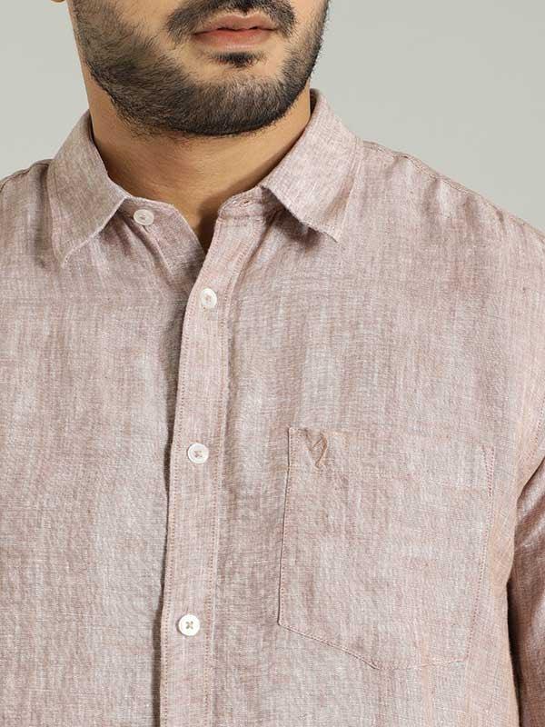 Men's Solid Half Sleeves Linen Shirt - Image 16