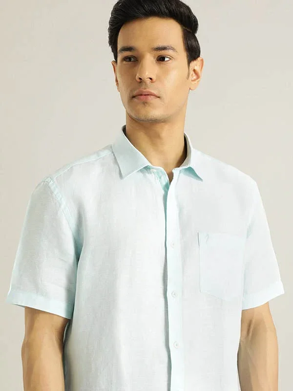 Men's Solid Half Sleeves Linen Shirt - Image 2