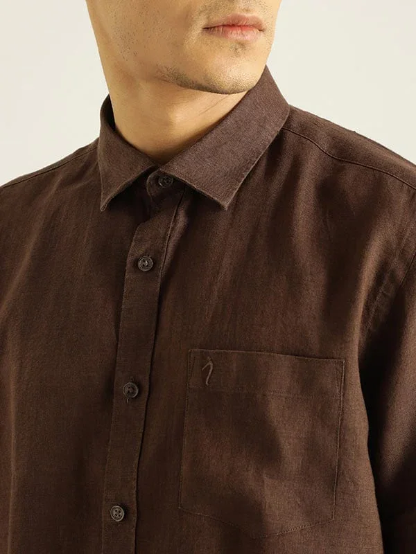 Men's Solid Half Sleeves Linen Shirt - Image 23