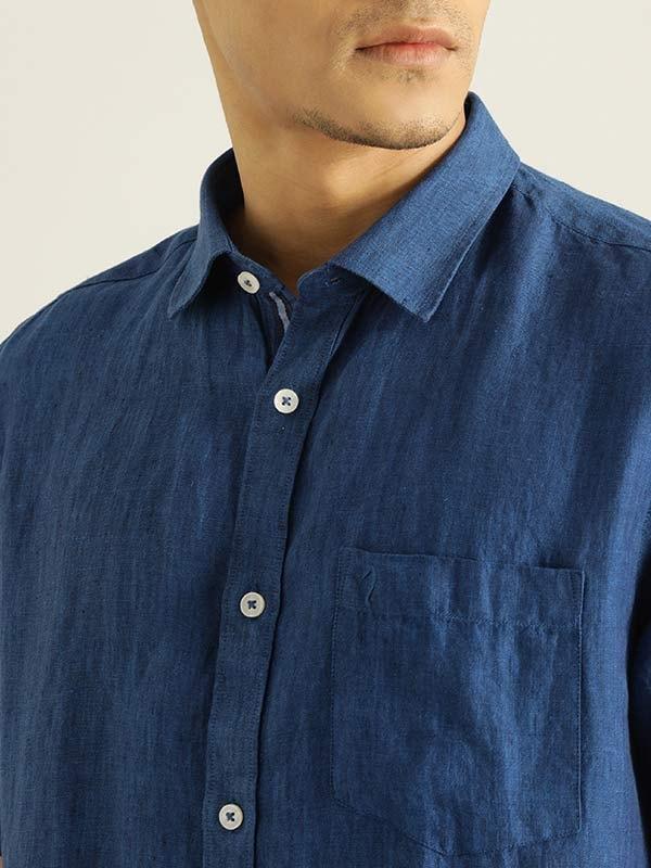 Men's Solid Half Sleeves Linen Shirt - Image 27