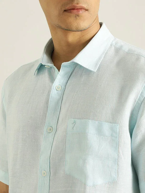 Men's Solid Half Sleeves Linen Shirt - Image 3