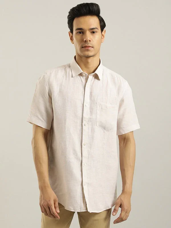 Men's Solid Half Sleeves Linen Shirt - Image 33
