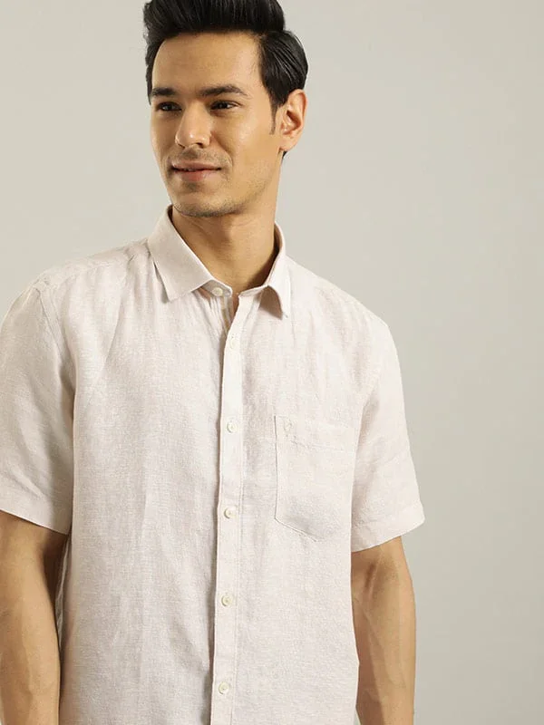 Men's Solid Half Sleeves Linen Shirt - Image 34
