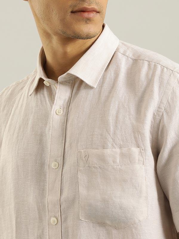 Men's Solid Half Sleeves Linen Shirt - Image 35