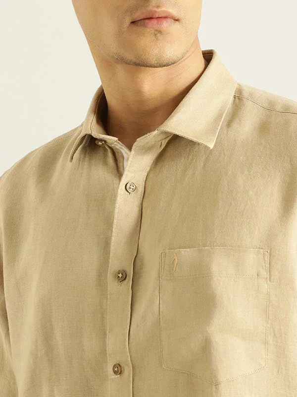 Men's Solid Half Sleeves Linen Shirt - Image 38