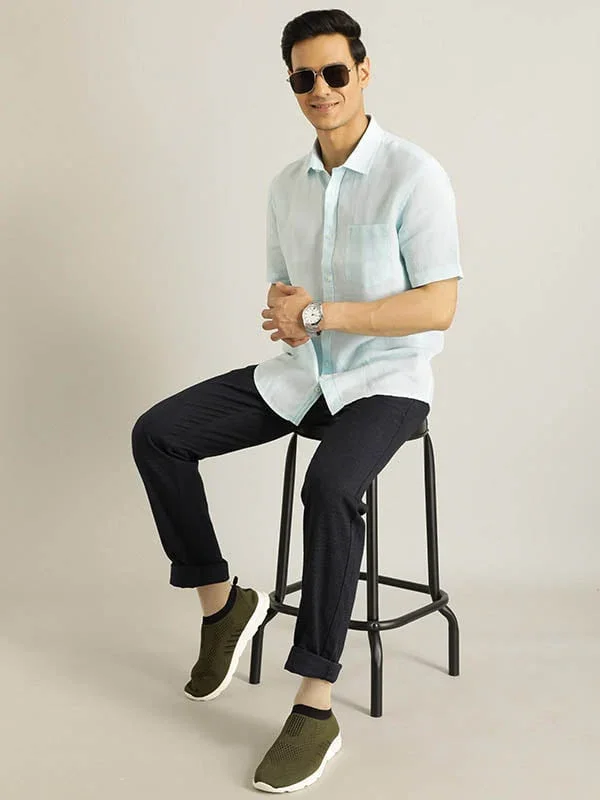 Men's Solid Half Sleeves Linen Shirt - Image 4