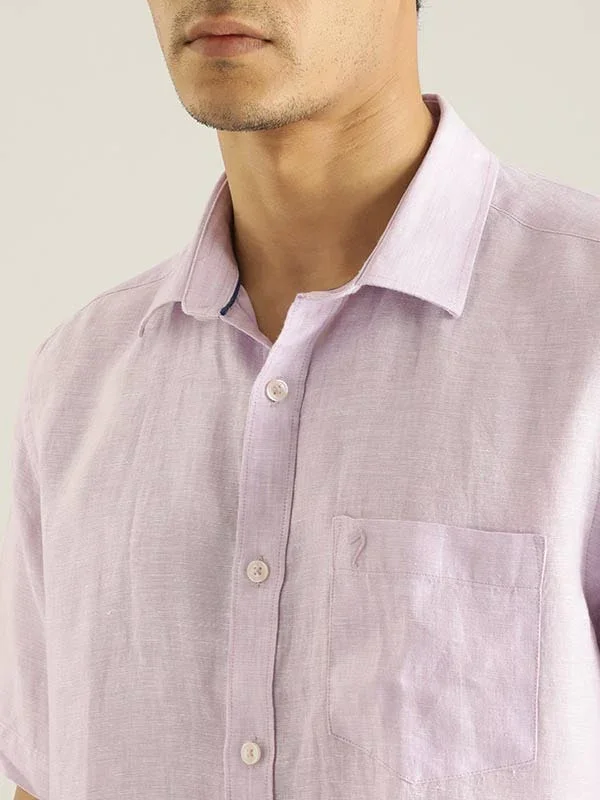 Men's Solid Half Sleeves Linen Shirt - Image 42
