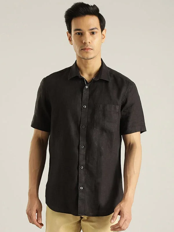Men's Solid Half Sleeves Linen Shirt - Image 5