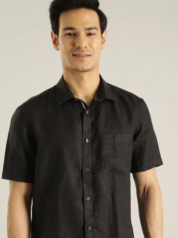 Men's Solid Half Sleeves Linen Shirt - Image 6