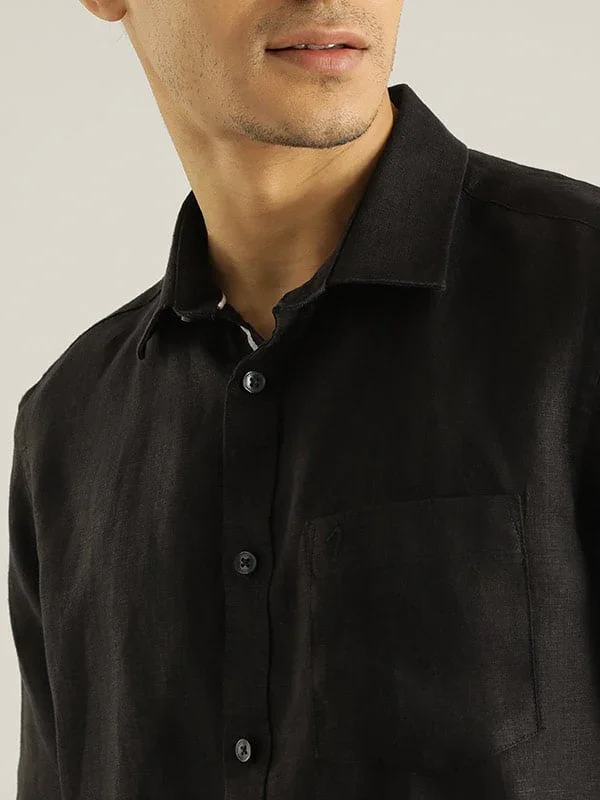 Men's Solid Half Sleeves Linen Shirt - Image 7