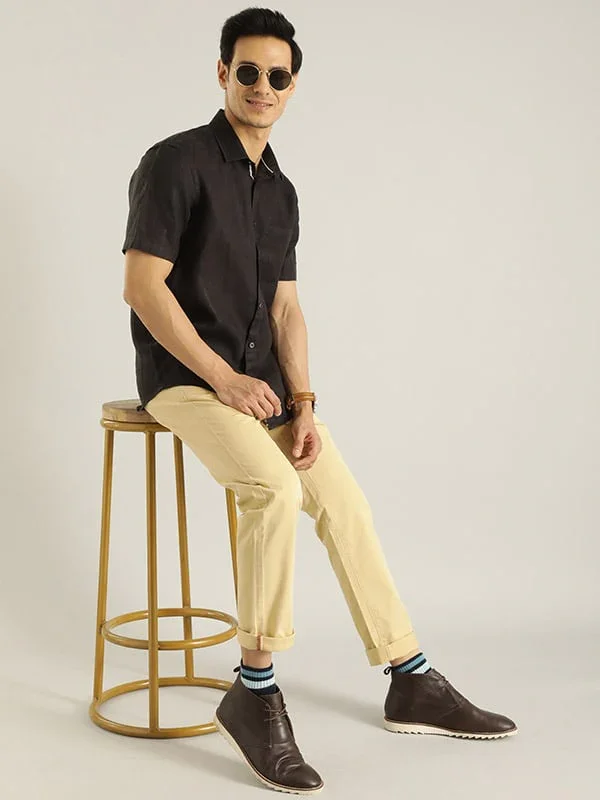 Men's Solid Half Sleeves Linen Shirt - Image 8
