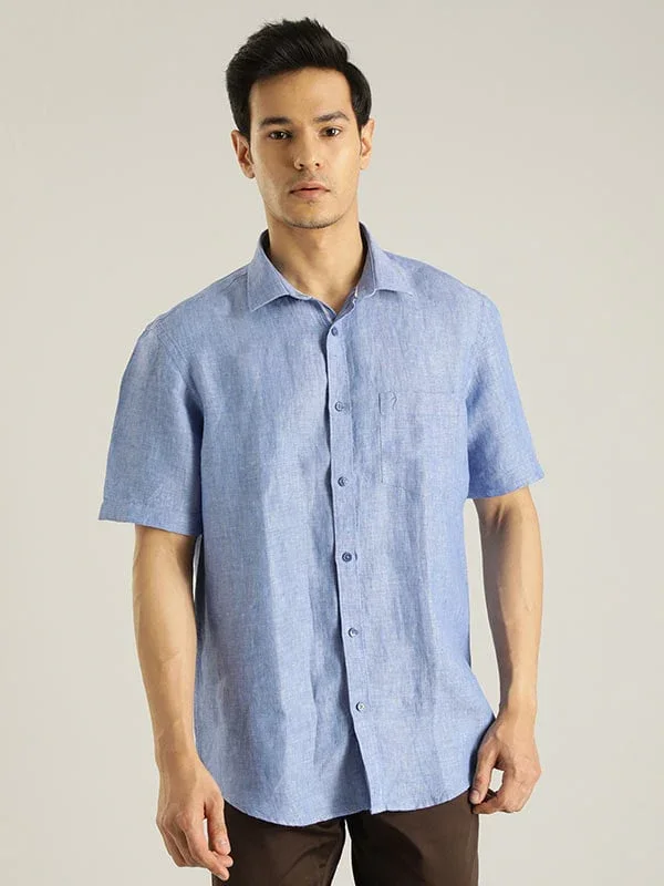 Men's Solid Half Sleeves Linen Shirt - Image 9