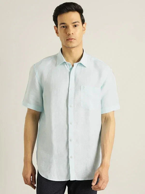 Men's Solid Half Sleeves Linen Shirt - Image 13