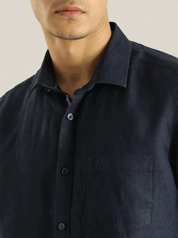Men's Solid Half Sleeves Linen Shirt - Image 11