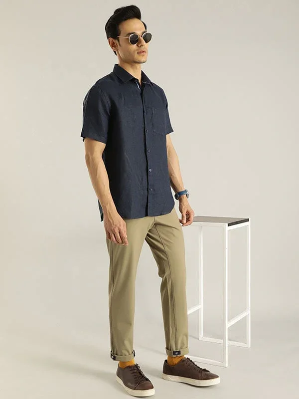 Men's Solid Half Sleeves Linen Shirt - Image 12
