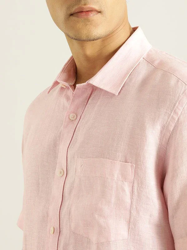 Men's Solid Half Sleeves Linen Shirt - Image 15