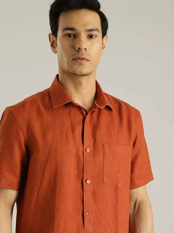 Men's Solid Half Sleeves Linen Shirt - Image 18