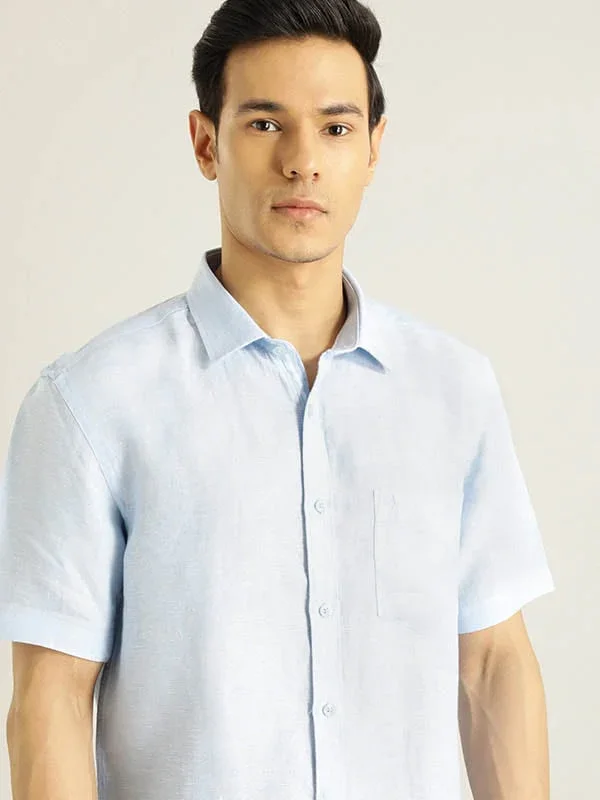 Men's Solid Half Sleeves Linen Shirt - Image 22