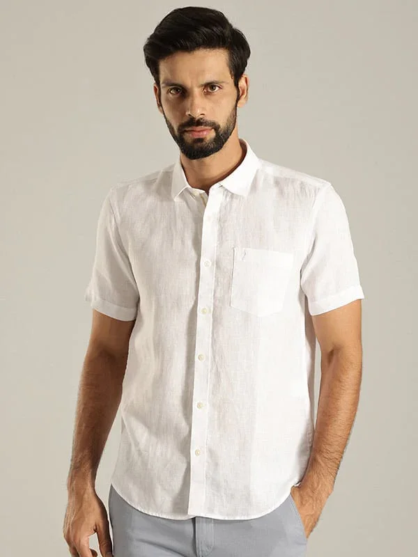 Men's Solid Half Sleeves Linen Shirt - Image 25