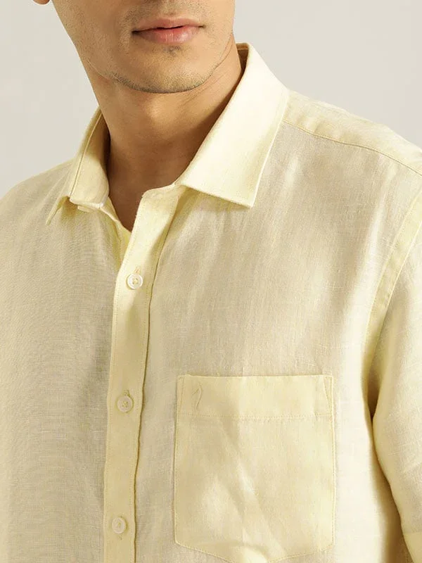 Men's Solid Half Sleeves Linen Shirt - Image 31