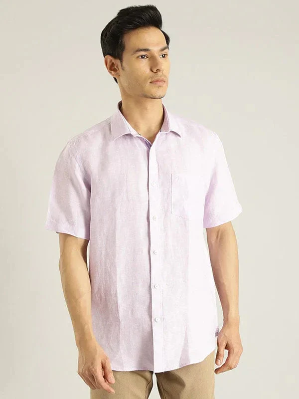 Men's Solid Half Sleeves Linen Shirt - Image 23