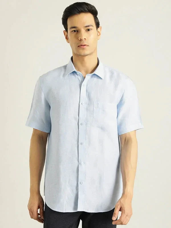 Men's Solid Half Sleeves Linen Shirt - Image 30