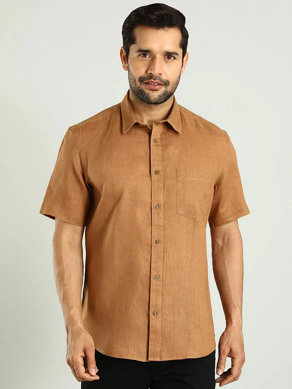 Men's Solid Half Sleeves Linen Shirt - Image 5
