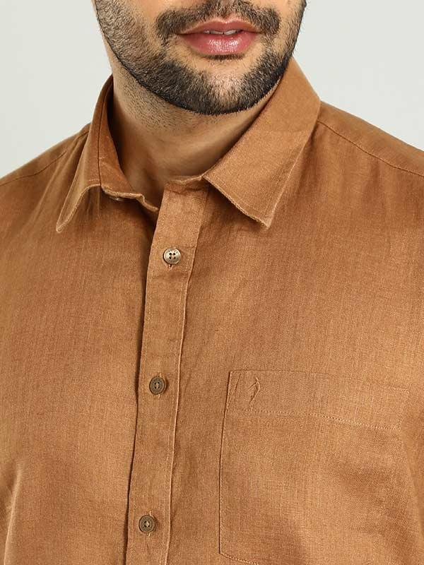 Men's Solid Half Sleeves Linen Shirt - Image 8