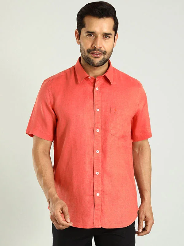 Men's Solid Half Sleeves Linen Shirt - Image 9