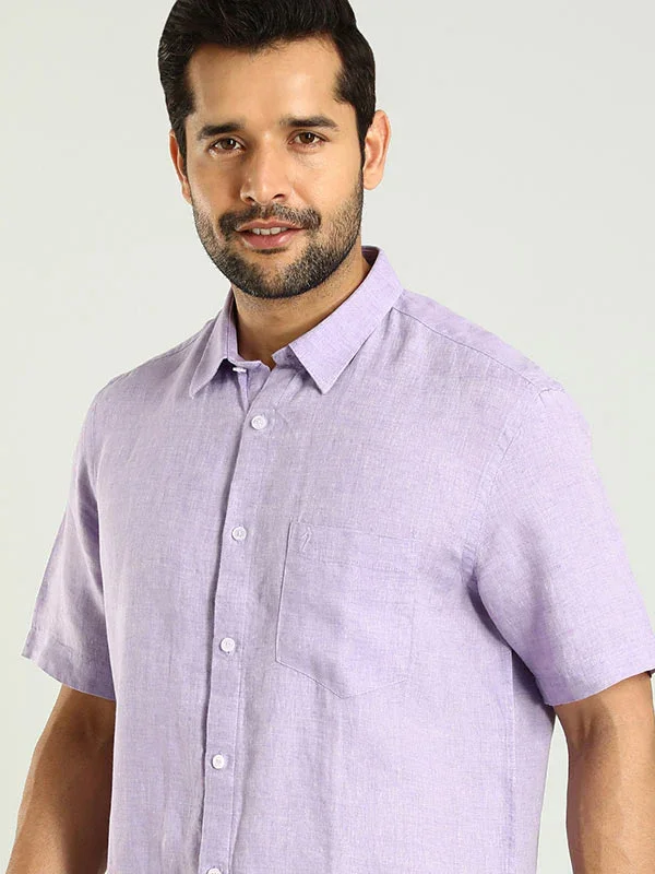 Men's Solid Half Sleeves Linen Shirt - Image 21