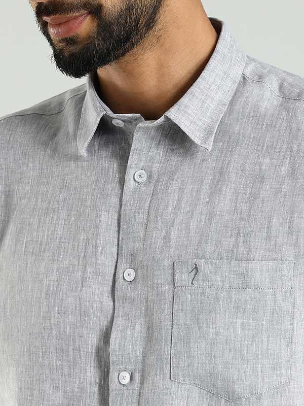 Men's Solid Half Sleeves Linen Shirt - Image 28