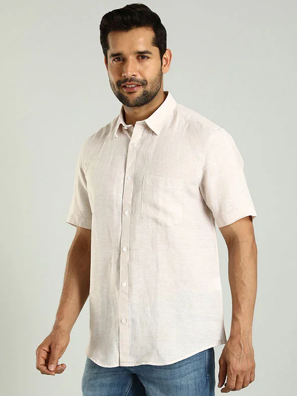 Men's Solid Half Sleeves Linen Shirt - Image 3