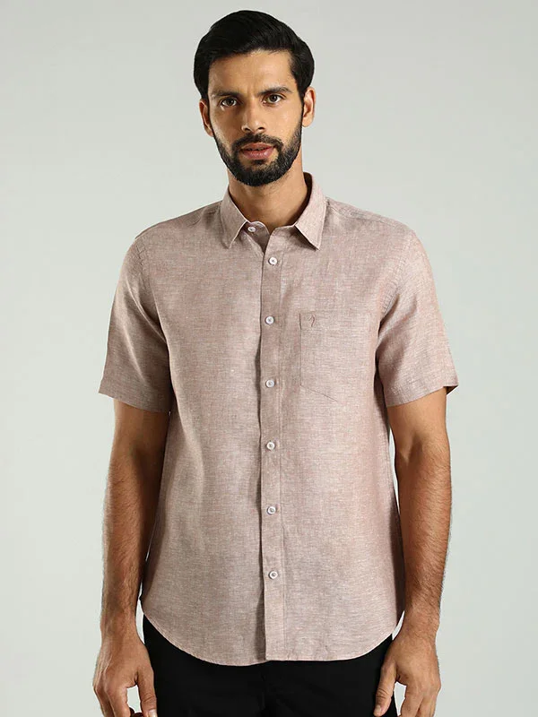 Men's Solid Half Sleeves Linen Shirt - Image 38