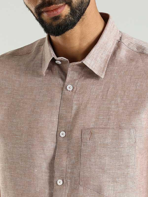Men's Solid Half Sleeves Linen Shirt - Image 40