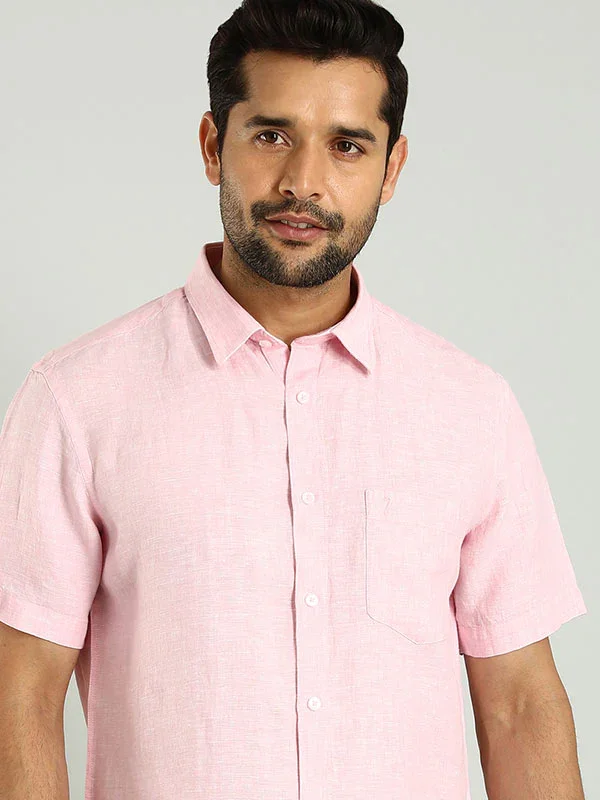 Men's Solid Half Sleeves Linen Shirt - Image 5