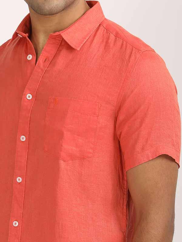 Men's Solid Half Sleeves Linen Shirt - Image 21