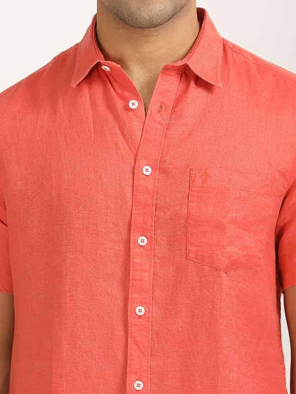 Men's Solid Half Sleeves Linen Shirt - Image 22